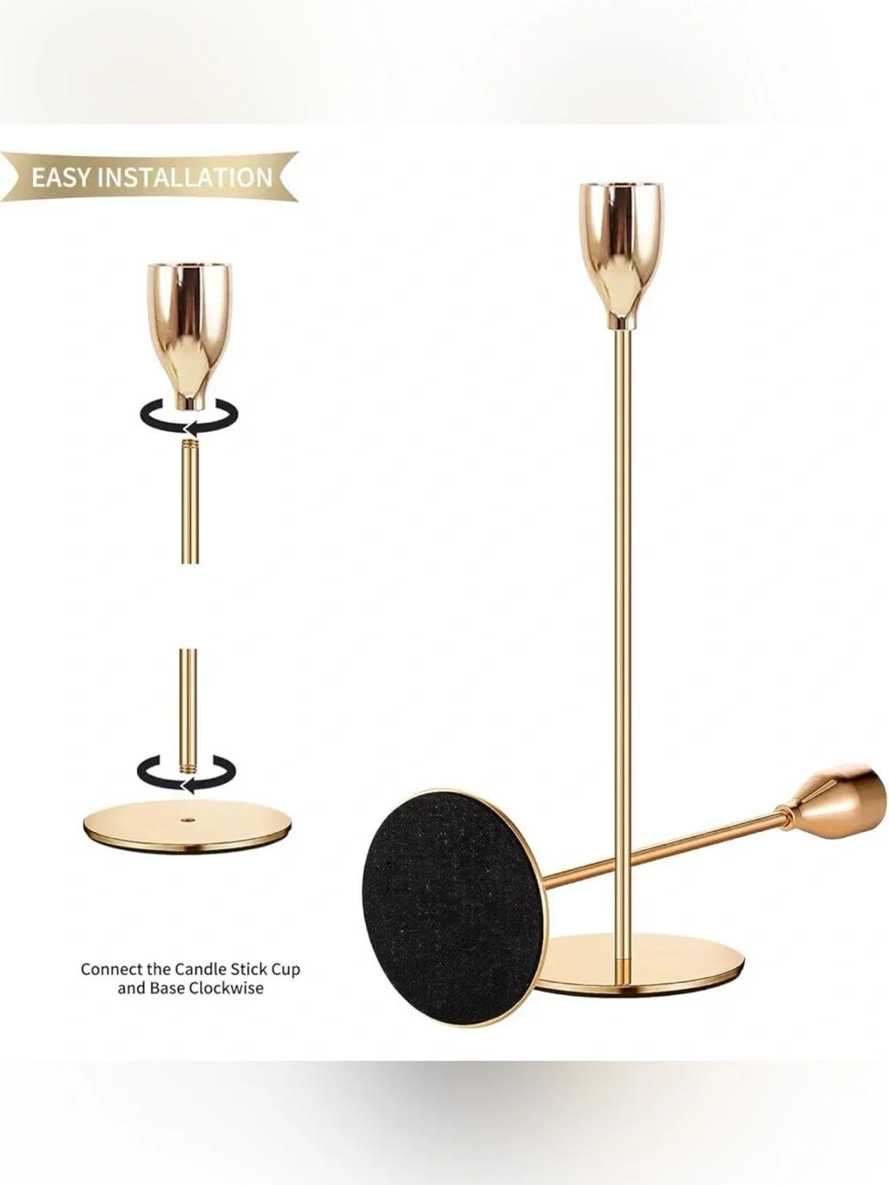 NWT Set of 6 Gold Taper Candle Sticks